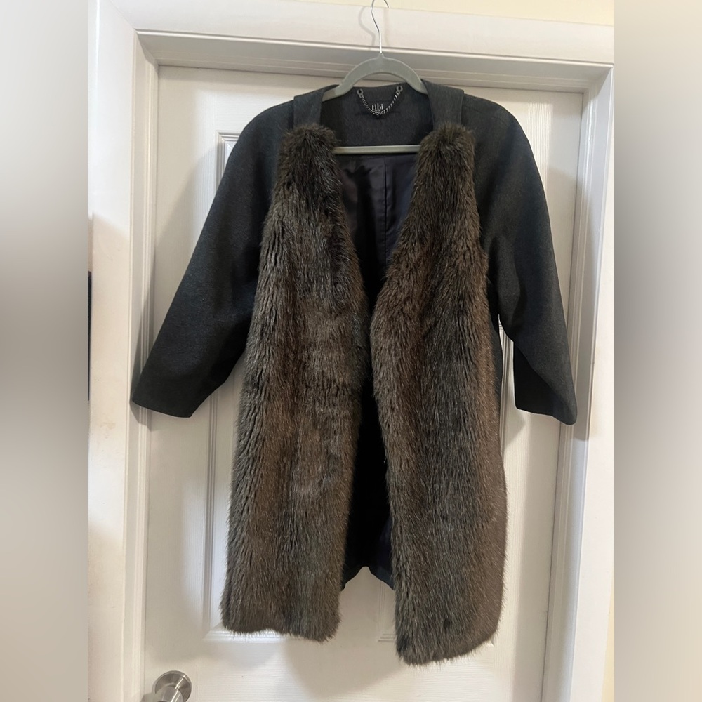 Tibi detachable sleeve faux fur coat